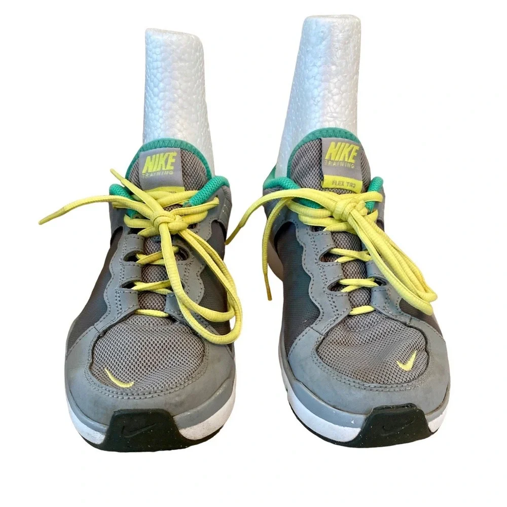 Nike Flex Trainer II Women's 7.5 Gray Green Training Running Shoes 511332-013